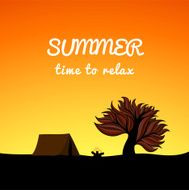 Poster summer landscape style recreation theme