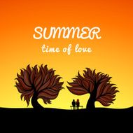 Poster summer landscape style love theme