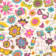 Flower seamless pattern with fashionable things N2