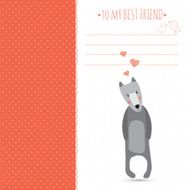 romantic greeting card with cute dogs and hearts N2
