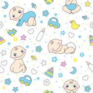 Seamless pattern for baby boys