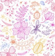 Seamless texture with flowers and butterflies N25