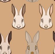 hand drawn easter bunny head seamless pattern