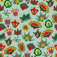 Doodle colorful flowers seamless pattern