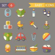 flat baby and childhood icons symbols set vector N2