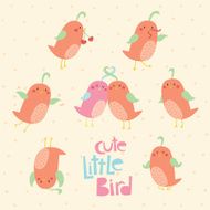 Cute little bird vector set