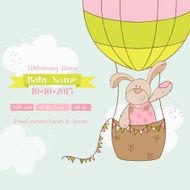 Baby Shower or Arrival Card - Bunny with Air Balloon N2