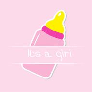Baby girl pink bottle Shower card