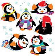 set of cartoon penguins
