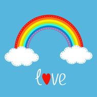 Rainbow and two clouds in the sky Love card