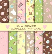 Set of baby shower seamless patterns