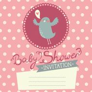 Baby Shower invitation with cute bird N2