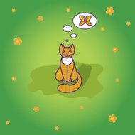 Cute little cat thinking of butterfly
