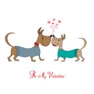 Valentine&#039; s day greeting card with cartoon dog characters