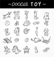 hand draw child toy icons set