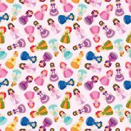 cartoon beautiful princess seamless pattern N2