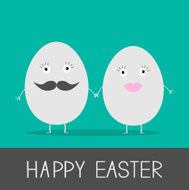 Egg easter couple with lips and mustaches Cu tefunny card