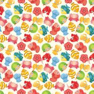 cartoon aquatic fish animal seamless pattern