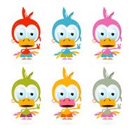 Funny Red Bird - Chicken Duck Illustration Set