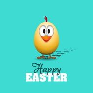 Funny Easter egg chick - background illustration Happy card