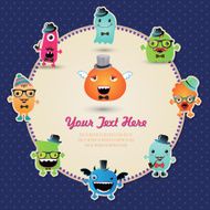 Hipster Monster Banner Card Vector Illustration