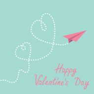 Origami paper plane Two dash heart in the sky Valentines