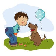 little boy and his dog birthday card