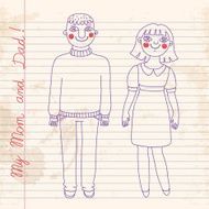 Drawn in a notebook mom and dad
