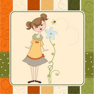 small young lady who smells a flower N13