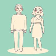 Drawn man and woman Young couple N2