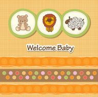 baby shower card with funny animals N17
