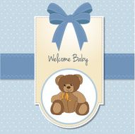 baby boy welcome card with teddy bea