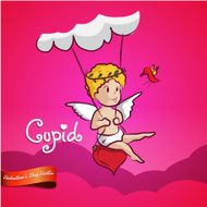 Cupid (god of Love) swing on the cloud Valentine&#039;s day