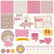 Scrapbook Design Elements - Baby Bunny Girl Set