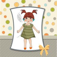 young girl listening to music on headphones and dancing N13