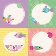 funky cartoon fish greeting cards collection N4