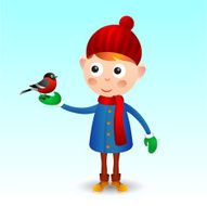 Boy with bullfinch