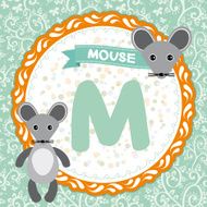 ABC animals M is mouse Childrens english alphabet Vector