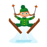 Girl on ski jumping