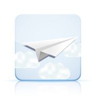 Vector origami airplane icon on white background