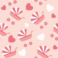 Seamless baby carriages pattern vector background N2