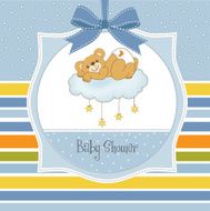 baby shower card with sleepy teddy bear N30