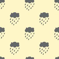 Cloud Rain seamless pattern Light background Monochrome