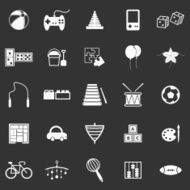 Toy icons on black background