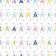 dancing girls in colorful dresses pattern