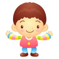 Boys mascot the direction of pointing with both hands