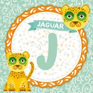 ABC animals J is jaguar Childrens english alphabet Vector