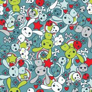 Seamless pattern with doodle Vector kawaii illustration N8