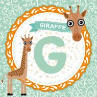 ABC animals G is giraffe Childrens english alphabet Vector