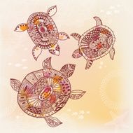 Background with turtle Vector illustration